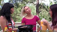 Lesbian Aussie Threeway with Natural Tits