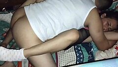 Wife touches husband's cock during rest, eager for bareback fucking.