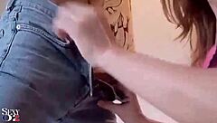 French MILF's big ass in satin gets deepthroat blowjob!