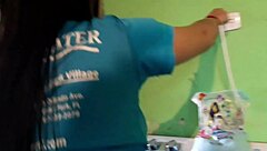 skinny latina washes clothes and smells her brother's boxers