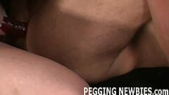 Big Strapon Penetrates Tight White Ass in BDSM Scene