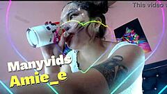 Slut destroys his face with spit in full deepthroat!