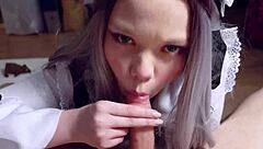 furiyssh cute maid blowjob in cosplay costume