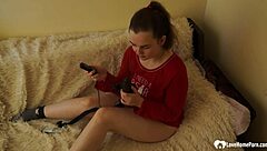 hot stepdaughter pleasures herself with a dildo at home