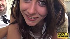 flat chested submissive whore gets cum in mouth during hardcore bdsm session with amateurs