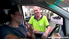 Summer car fuck on the way home with pussy and blowjob.