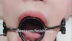 bondage temptation with rope marks, ball gag, drooling, tongue teasing, deepthroat tears, saliva strings, cum edit