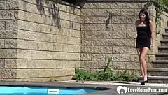 brunette plays with her lusty body outdoors babe public fingering tits sexy naughty homemade amateurs young 18+