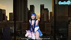 lizzie love feels intense orgasm on sybian in hinata cosplay