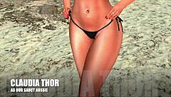 Saucy aussie says, 'come get this big black cock on the beach'