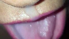 BBW takes selfie while swallowing cum