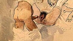 detailed vintage erotic anime illustration