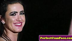 handcuffed british babe blowing dick with jizz cum tattoo pov