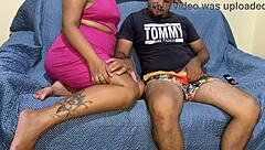 brunette wife sits on dick while watching tv in dress, but it's so sexy