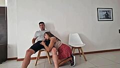 Horny stepmom seduces stepson with clean pussy and shiny butt plug, begging for anal fuck.