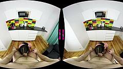 Shower scene after intense blowjob and sex with big tits brunette