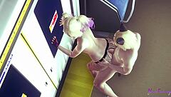 will Harley Quinn femboy get caught in 3D train fuck?