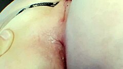 I pushed aside my stepsister panties and licking her shaved pussy and masturbation