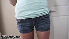 little teen 18+ gets her face covered in cum