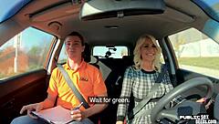 Busty milf RIDING driving instructor PUBLICLY!