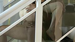 Black guy cumming on nympho pornstar's natural breasts