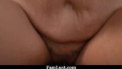 Stepmom and stepson sharing intimate moments