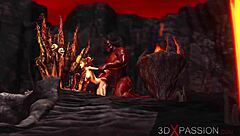 Devil fucks super hot girl bent over in hell!