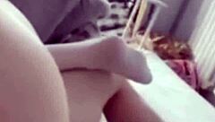 Young Student Rides Wet Pussy Barefoot in Close-Up Couple Scene