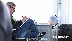 Lovesome college girl seduced and intensely drilled by elder teacher