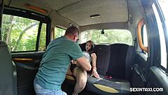 Brunette Amateurs Lick And Handjob In Taxi Car!