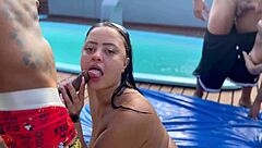 Interracial Bisexual Pool Party With Wife And Friend