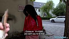 public agent rips nylons and fucks pussy hard outside