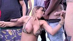 Watch beautiful Brooklyn Love in an interracial blowbang with big black cocks.