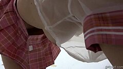 i love that cute japanese girl's miniskirt wedgie and bubble butt