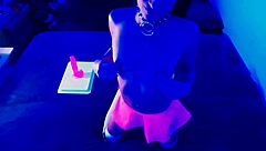 Petite Shemale Princess Natasha Rotten Plays with Anal Toys in Stockings