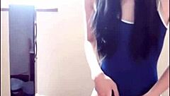 shemale playing with plastic toy solo