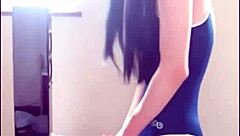 shemale playing with plastic toy solo