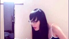 shemale playing with plastic toy solo