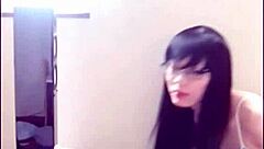 shemale playing with plastic toy solo