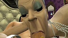 granny in sims 4 gets wild with saggy tits. she rides cock like a pro in game.