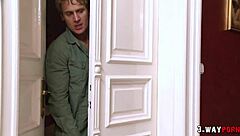 Hot Brunette with Natural Big Tits Participates in 3some Group