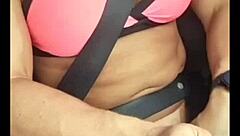 Blonde Slut Fingers Clit To Orgasm In Car