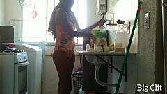 The maid lost her phone and ended up in a lesbian anal scene with ebony teen