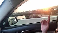 In the traffic of marginal pinheiros, a brazilian crossdresser gives jerk off instructions while showing big tits and ass on the way back from work