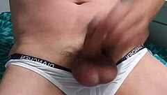 Gay Boy Masturbates In Underwear, Showing Off His Cock And Enjoying Solo Pleasure.