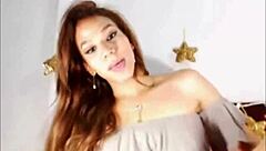 tranny bombshell jerks off big cock on cam