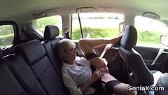 yo, cheating British milf Lady Sonia flashing those giant tits for fun!