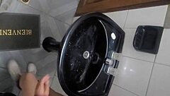 Amateur Mexican Student Fucks Uniformed Latina Friend In Outdoor Public Bathroom Cum On Ass.