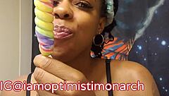 Ebony Babe Sucks Unicorn Lollipop In Fetish Detail