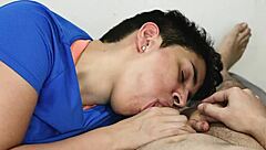 Improvised pov with blowjob handjob and cum in mouth